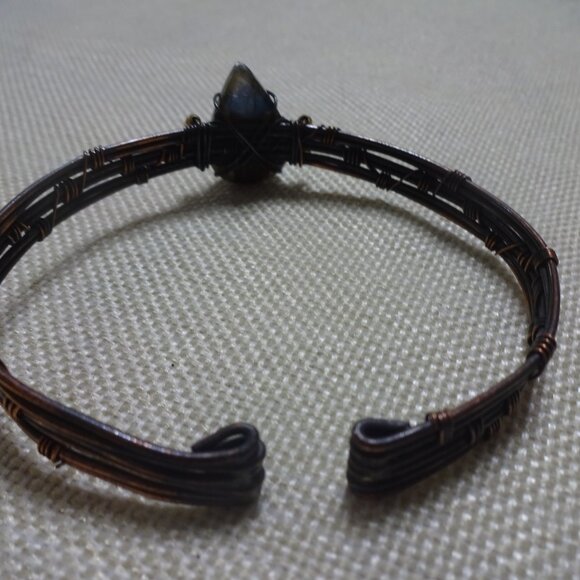 Rustic LABRADORITE Handmade COPPER WIRE-WRAPPED Bracelet #894B - Picture 4 of 4